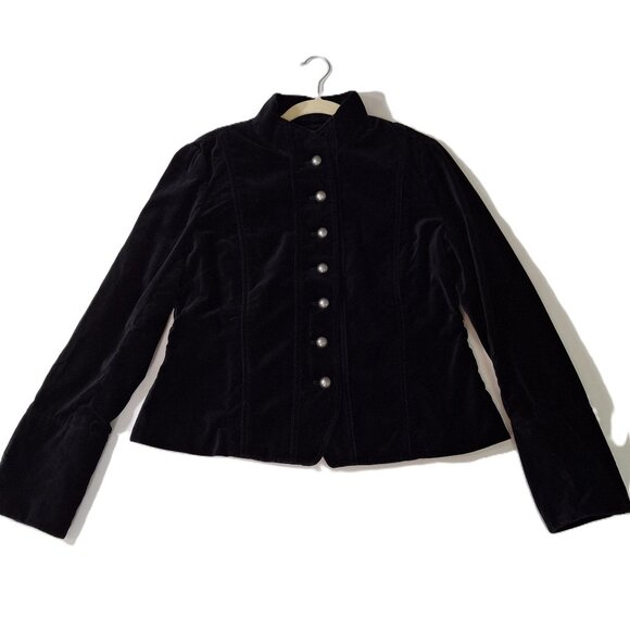 Oasis Gothic Military Edwardian Velvet Velour Holiday Party Jacket Blazer Sz L - Picture 4 of 15